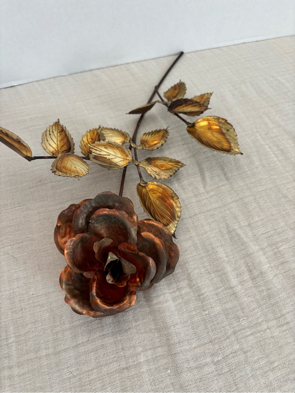 Home Interiors Copper Rose Stem with Gold Leaves